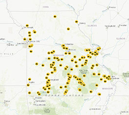 Map of snail monitoring locations